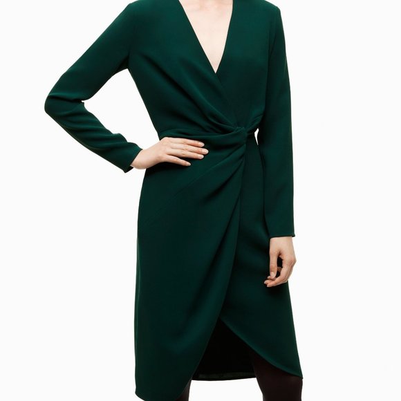 ARITZIA BABATON TADAO WRAP DRESS IN EVEREST GREEN - Picture 1 of 4
